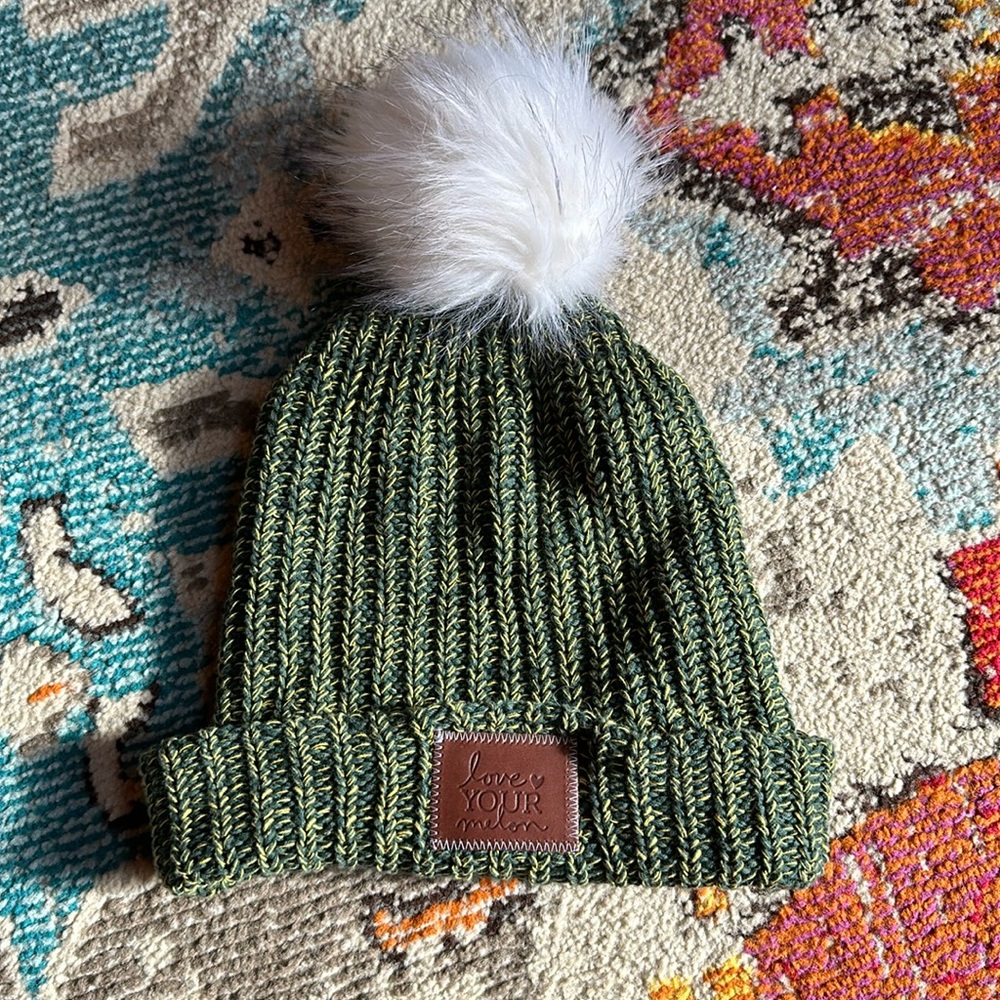 Love Your Melon Cuffed Style Hat, Green and Yellow